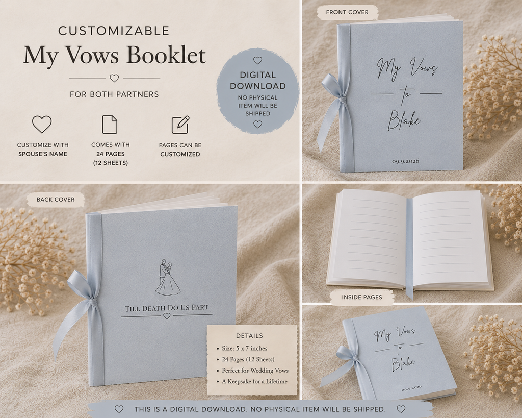 Wedding Vow Book Template | Editable Canva Vow Book | Personalized Bride & Groom Vow Book | Printable Wedding Vows | Digital Download
