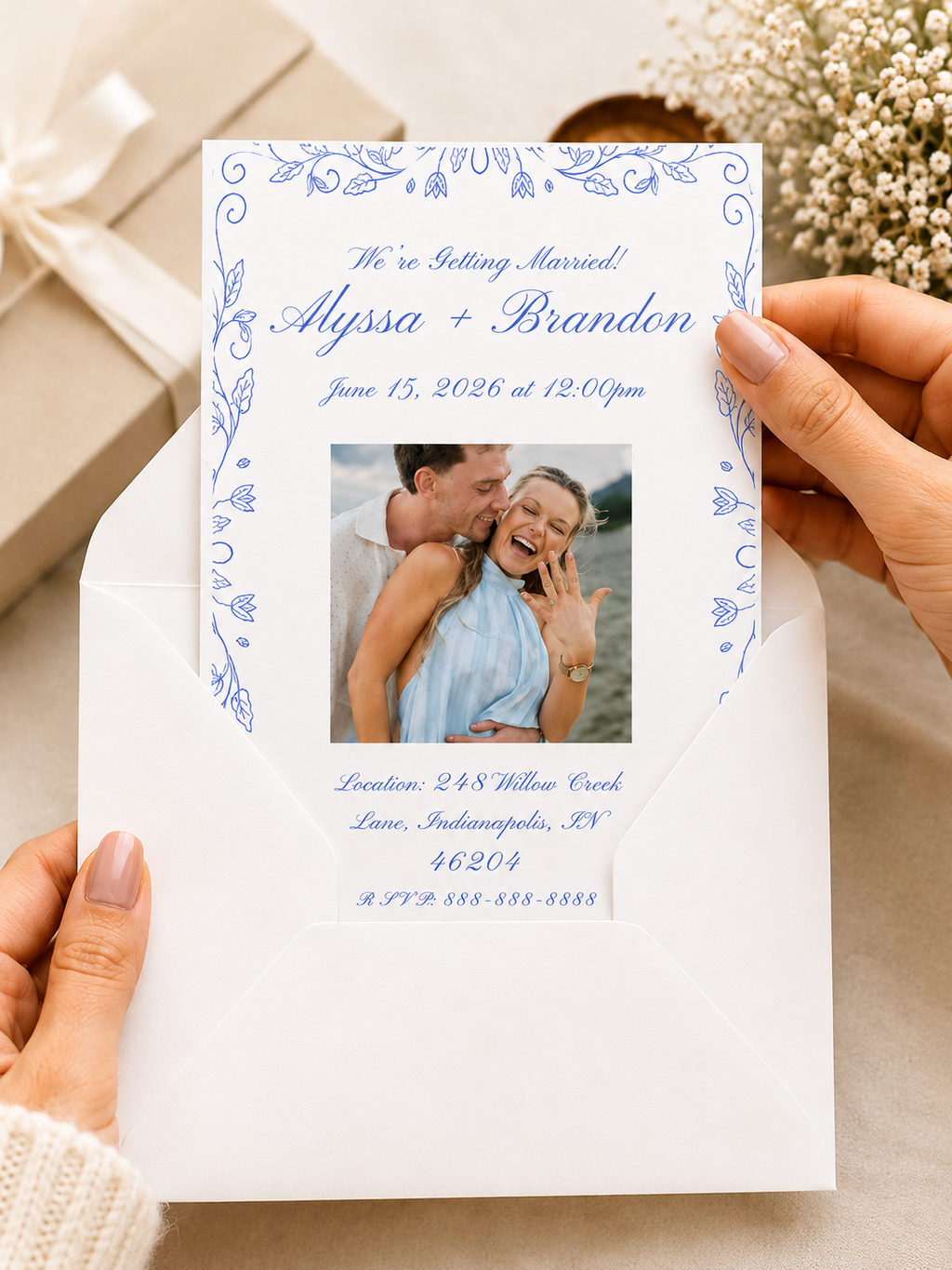 Light Blue Wedding Invitation Template