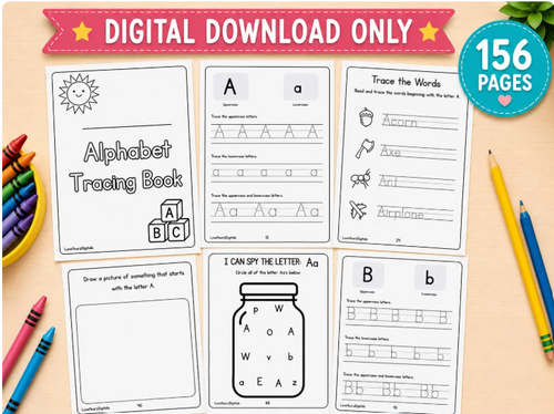 Alphabet Tracing Workbook | Printable PDF for Pre-K, Preschool & Kindergarten