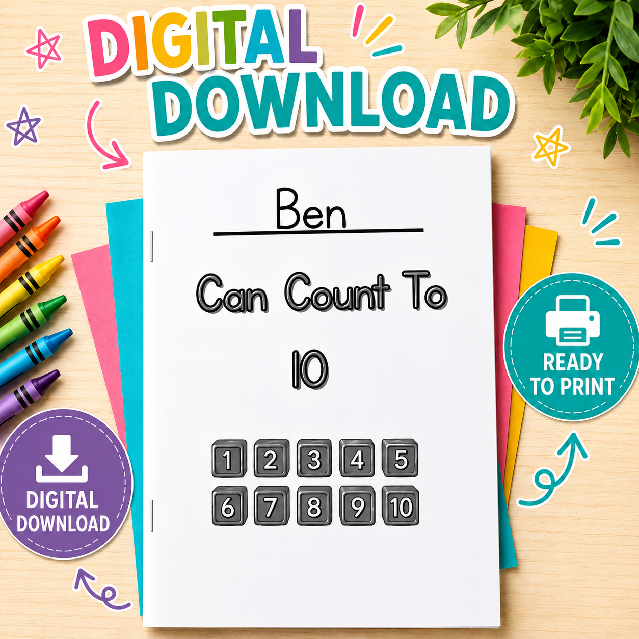 I Can Count To 10 Workbook| Numbers 1-10 | Counting skills
